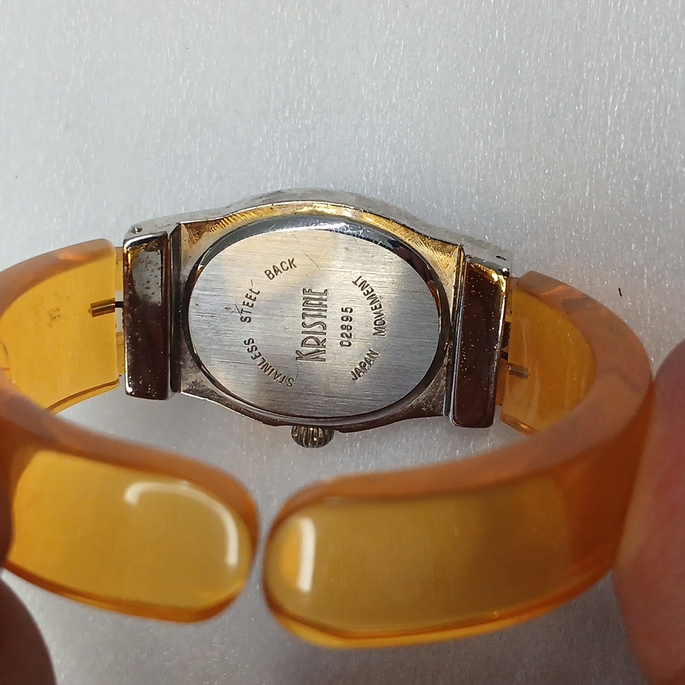 Vintage Y2K Kristine Acrylic and Rhinestone Clamper Watch - Picture 4 of 8